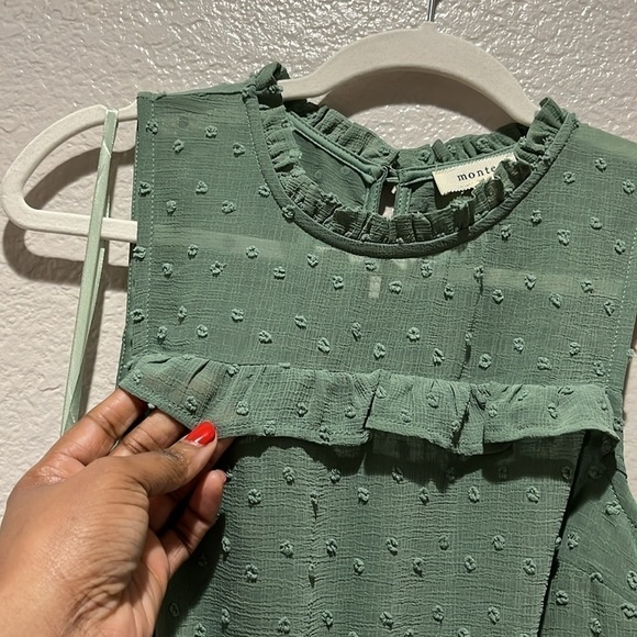 monteau boho high neck polka dot textured tier dress womens size small - Picture 7 of 11